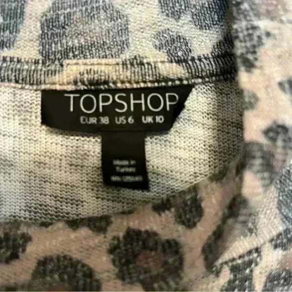 Topshop Nordstrom Animal Print Long Sleeve Mock Turtleneck Size 6 - Picture 5 of 10